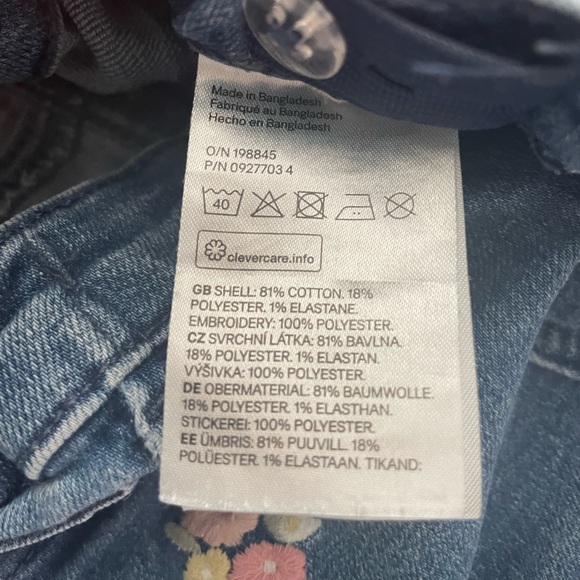 H&M Baby Girl 12-18m denim cotton Jeans Flowers patches - Picture 7 of 9